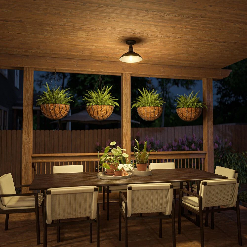 Kenroy Dale 1-Light Large Patio Semi-Flush In Sand Black 9 Kenroy Dale 1-Light Large Patio Semi-Flush In Sand Black - Image 7