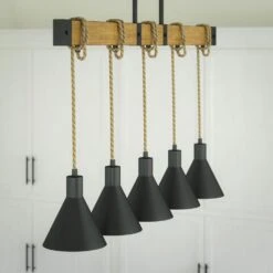 Kenroy Abilene 5-Light Island Light In Black -Home Decoration Series 63694061 3
