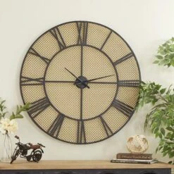 Maple And Jade 35" Cane Wall Clock In Brown And Black -Home Decoration Series 64000813 4