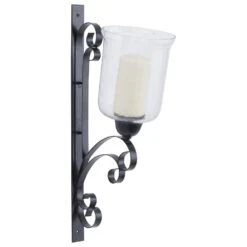 Maple And Jade 24" X 12" Candle Holder Wall Sconce In Black
