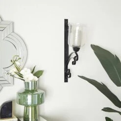 Maple And Jade 24" X 12" Candle Holder Wall Sconce In Black -Home Decoration Series 64001290 7
