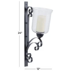 Maple And Jade 24" X 12" Candle Holder Wall Sconce In Black -Home Decoration Series 64001290 8