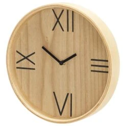 Maple And Jade 12" Wall Clock In Light Brown And Black