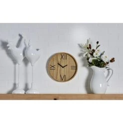 Maple And Jade 12" Wall Clock In Light Brown And Black -Home Decoration Series 64001456 5
