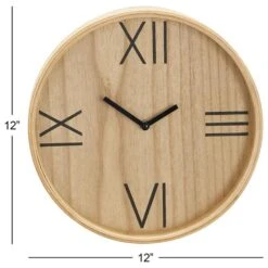 Maple And Jade 12" Wall Clock In Light Brown And Black -Home Decoration Series 64001456 6