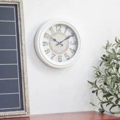 Maple And Jade 14" Fluted Frame Wall Clock In White 14 Maple And Jade 14" Fluted Frame Wall Clock In White -Home Decoration Series 64001860 6