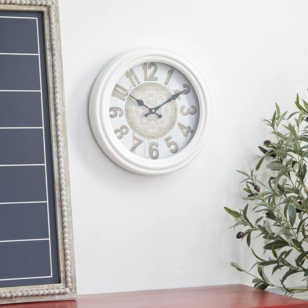 Maple And Jade 14" Fluted Frame Wall Clock In White 8 Maple And Jade 14" Fluted Frame Wall Clock In White - Image 6