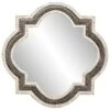 Maple And Jade 30" Scalloped Wall Mirror In Distressed White And Brownish-Gray -Home Decoration Series 64002066 1