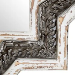 Maple And Jade 30" Scalloped Wall Mirror In Distressed White And Brownish-Gray -Home Decoration Series 64002066 3