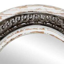 Maple And Jade 30" Scalloped Wall Mirror In Distressed White And Brownish-Gray -Home Decoration Series 64002066 5