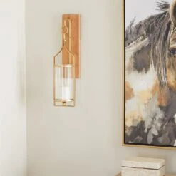 Maple And Jade 23" X 6" Candle Holder Wall Sconce In Gold, Brown And Clear -Home Decoration Series 64002637 6