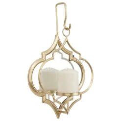 Maple And Jade 16" X 10" Candle Holder Wall Sconce In Gold -Home Decoration Series 64002751 3