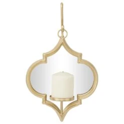 Maple And Jade 16" X 10" Candle Holder Wall Sconce In Gold -Home Decoration Series 64002751 4