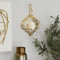 Maple And Jade 16" X 10" Candle Holder Wall Sconce In Gold -Home Decoration Series 64002751 6