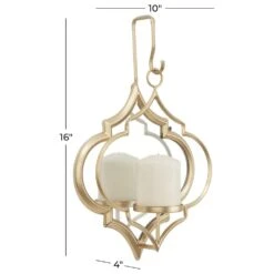 Maple And Jade 16" X 10" Candle Holder Wall Sconce In Gold -Home Decoration Series 64002751 7