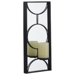 Maple And Jade 18" X 8" Candle Holder Wall Sconce In Black -Home Decoration Series 64003056 3