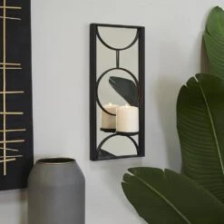 Maple And Jade 18" X 8" Candle Holder Wall Sconce In Black -Home Decoration Series 64003056 5