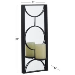 Maple And Jade 18" X 8" Candle Holder Wall Sconce In Black -Home Decoration Series 64003056 6