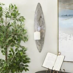 Maple And Jade 23" X 6" Candle Holder Wall Sconce In Silver And Bronze -Home Decoration Series 64003486 7