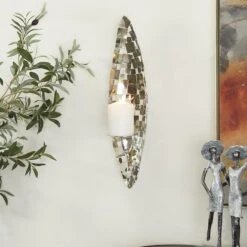 Maple And Jade 20" X 5" Candle Holder Wall Sconce In Silver -Home Decoration Series 64003551 6