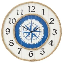 Maple And Jade 24" Nautical Wall Clock In Blue, Brown, Black And White -Home Decoration Series 64003700 3