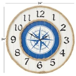 Maple And Jade 24" Nautical Wall Clock In Blue, Brown, Black And White -Home Decoration Series 64003700 6