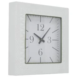 Maple And Jade 12" Embossed Wall Clock In White