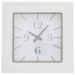 Maple And Jade 12" Embossed Wall Clock In White 10 Maple And Jade 12" Embossed Wall Clock In White -Home Decoration Series 64003726 3