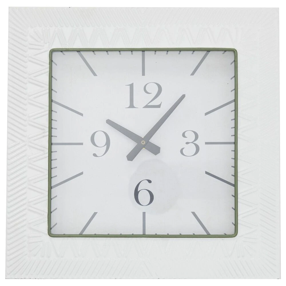 Maple And Jade 12" Embossed Wall Clock In White 5 Maple And Jade 12" Embossed Wall Clock In White - Image 3