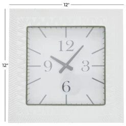 Maple And Jade 12" Embossed Wall Clock In White 13 Maple And Jade 12" Embossed Wall Clock In White -Home Decoration Series 64003726 6