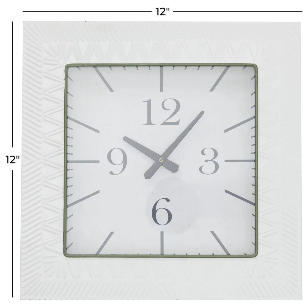 Maple And Jade 12" Embossed Wall Clock In White 8 Maple And Jade 12" Embossed Wall Clock In White - Image 6