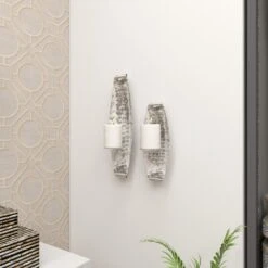 Maple And Jade 19" X 6" Candle Holder Wall Sconce In Silver (Set Of 2) -Home Decoration Series 64004328 11