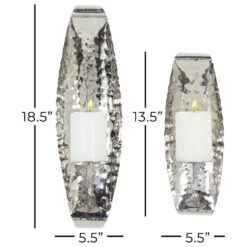 Maple And Jade 19" X 6" Candle Holder Wall Sconce In Silver (Set Of 2) -Home Decoration Series 64004328 19