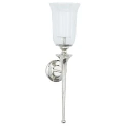 Maple And Jade 30" X 8" Candle Holder Wall Sconce In Silver