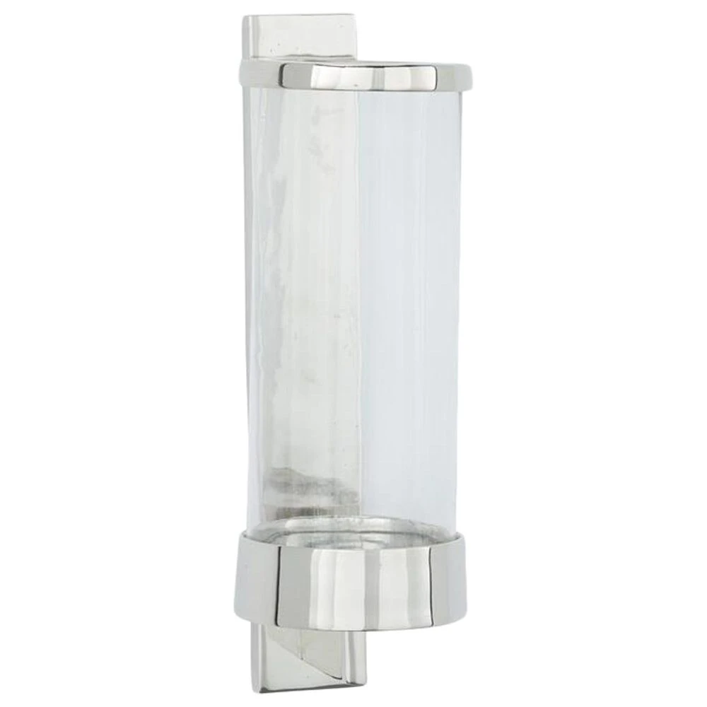 Maple And Jade 16" X 5" Candle Holder Wall Sconce In Silver And Clear 3 Maple And Jade 16" X 5" Candle Holder Wall Sconce In Silver And Clear