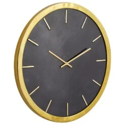 Maple And Jade 19" Wall Clock In Matte Black And Glossy Gold