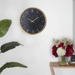 Maple And Jade 19" Wall Clock In Matte Black And Glossy Gold -Home Decoration Series 64004781 5
