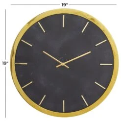 Maple And Jade 19" Wall Clock In Matte Black And Glossy Gold -Home Decoration Series 64004781 6