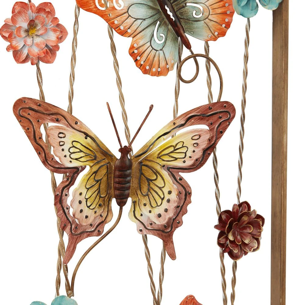 Maple And Jade 36" X 14" Butterfly Wall Decor In Blue, Red, Pink, Yellow And Gold (Set Of 2) 4 Maple And Jade 36" X 14" Butterfly Wall Decor In Blue, Red, Pink, Yellow And Gold (Set Of 2) - Image 2