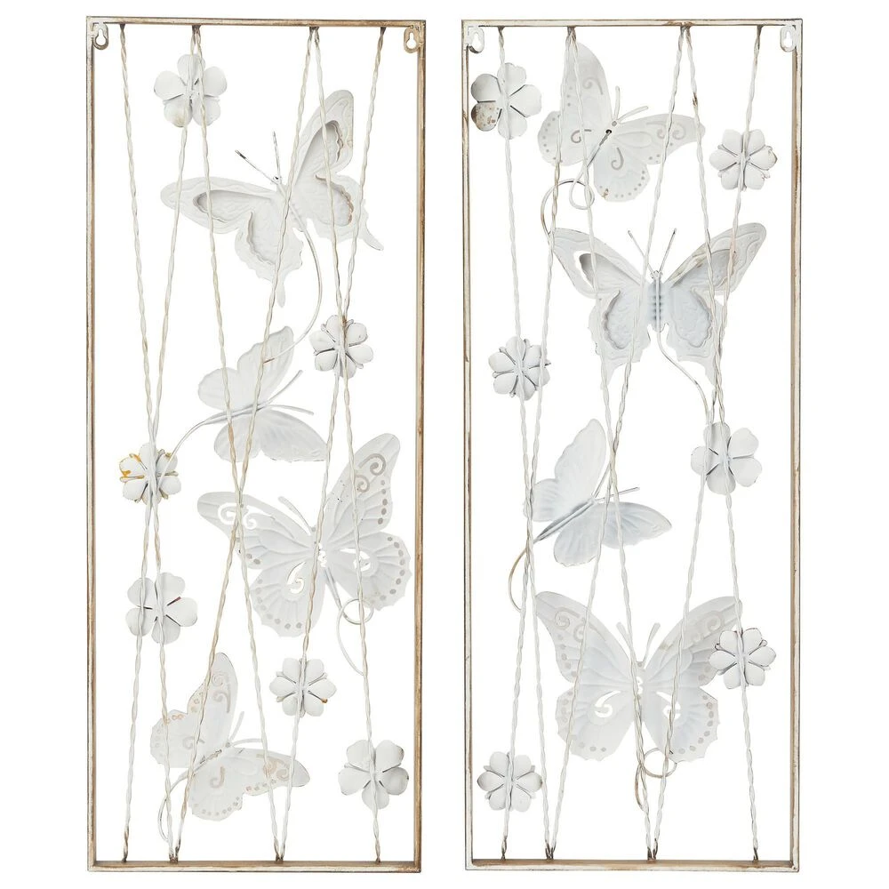 Maple And Jade 36" X 14" Butterfly Wall Decor In Blue, Red, Pink, Yellow And Gold (Set Of 2) 6 Maple And Jade 36" X 14" Butterfly Wall Decor In Blue, Red, Pink, Yellow And Gold (Set Of 2) - Image 4