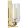 Maple And Jade 16" X 6" Candle Holder Wall Sconce In Gold And Clear -Home Decoration Series 64005291 1