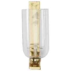 Maple And Jade 16" X 6" Candle Holder Wall Sconce In Gold And Clear -Home Decoration Series 64005291 2