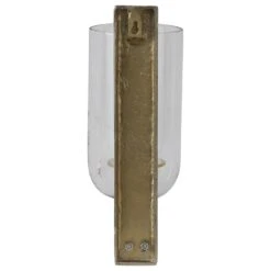 Maple And Jade 16" X 6" Candle Holder Wall Sconce In Gold And Clear -Home Decoration Series 64005291 3