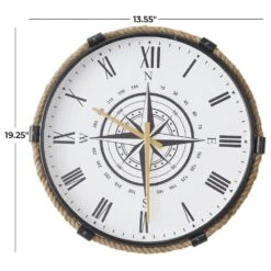 Maple And Jade 19" Nautical Wall Clock In Brown, Black, White And Gold -Home Decoration Series 64005606 7