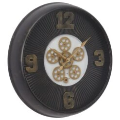 Maple And Jade 24" Wall Clock In Black, Bronze, Gold And White