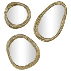 Maple And Jade Oval Wall Mirror In Gold (Set Of 3)
