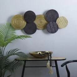 Maple And Jade 19" X 42" Tribal Wall Decor In Gold And Black -Home Decoration Series 64006125 5
