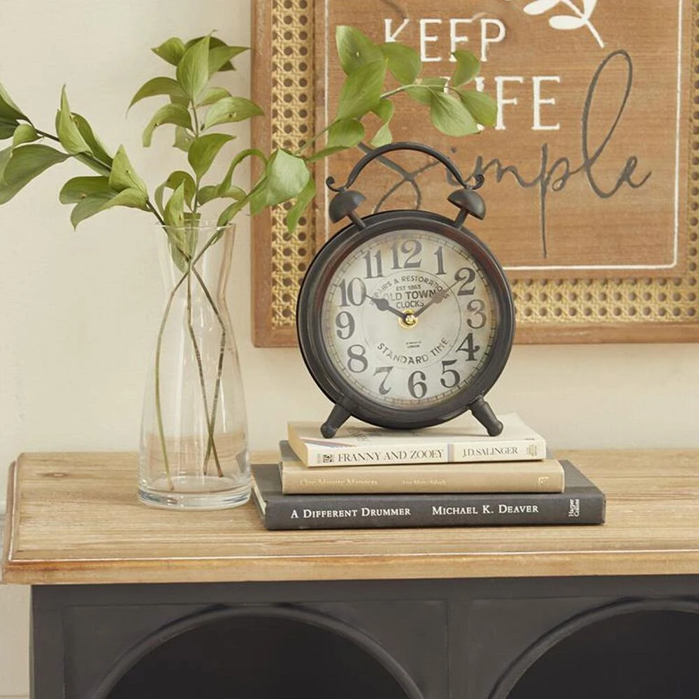 Maple And Jade 6" Analog Clock In Distressed Brown 4 Maple And Jade 6" Analog Clock In Distressed Brown - Image 2