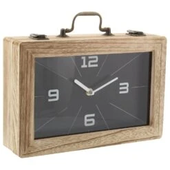 Maple And Jade 12" Wood Farmhouse Table Clock In Black