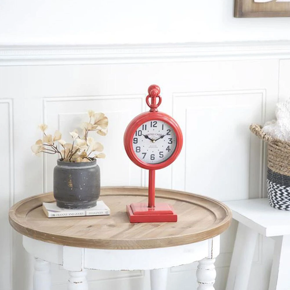 Maple And Jade Pendulum Table Clock In Red 4 Maple And Jade Pendulum Table Clock In Red - Image 2